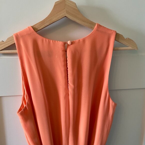 Taylor Pleated Sunset Orange Ombre Maxi Wedding Guest Dress Size Small - Picture 9 of 11